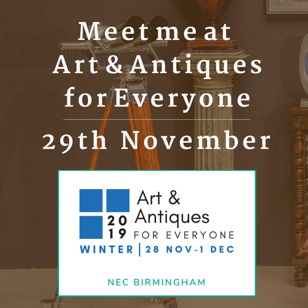I'll be at Art and Antiques for Everyone on the 29th of November!